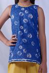 Buy_Pankhuri By Priyanka_Blue Cotton Embroidery Floral Print Kurta And Palazzo Set _Online_at_Aza_Fashions