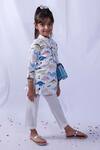 Shop_Pankhuri By Priyanka_White Rayon, Cotton Embroidery Dinosaur Print Kurta And Pant Set _at_Aza_Fashions