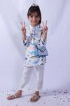 Pankhuri By Priyanka_White Rayon, Cotton Embroidery Dinosaur Print Kurta And Pant Set _Online_at_Aza_Fashions