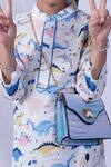 Buy_Pankhuri By Priyanka_White Rayon, Cotton Embroidery Dinosaur Print Kurta And Pant Set _Online_at_Aza_Fashions