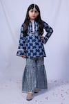 Buy_Pankhuri by Priyanka_Blue Floral Print Kurta And Sharara Set For Girls_at_Aza_Fashions