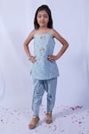 Buy_Pankhuri by Priyanka_Blue Patola Print Kurta And Tulip Pant Set For Girls_at_Aza_Fashions