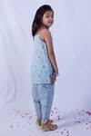Shop_Pankhuri by Priyanka_Blue Patola Print Kurta And Tulip Pant Set For Girls_at_Aza_Fashions