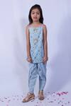 Buy_Pankhuri by Priyanka_Blue Patola Print Kurta And Tulip Pant Set For Girls_Online_at_Aza_Fashions