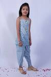 Shop_Pankhuri By Priyanka_Blue Cotton Embroidery Patola Print Kurta And Tulip Pant Set _Online_at_Aza_Fashions