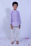 Shop_Pankhuri by Priyanka_Purple Bandhani Pattern Overlay Kurta Set For Boys_at_Aza_Fashions