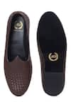 Domani_Brown Solid Textured Leather Juttis _Online_at_Aza_Fashions