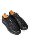 Buy_Domani_Black Solid Leather Handcrafted Sneakers _at_Aza_Fashions