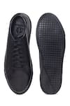 Domani_Black Solid Leather Handcrafted Sneakers _Online_at_Aza_Fashions