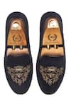 Shop_Domani_Black Embroidered Handcrafted Zardozi Slip-ons _at_Aza_Fashions