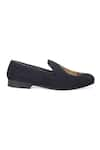 Buy_Domani_Black Embroidered Velvet Handcrafted Slip-ons _Online_at_Aza_Fashions