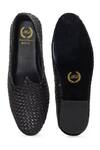 Domani_Black Solid Leather Textured Juttis _Online_at_Aza_Fashions