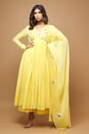 Buy_Ahi Clothing_Yellow Embroidered Anarkali Palazzo Set_at_Aza_Fashions