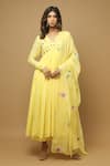 Buy_Ahi Clothing_Yellow Anarkali Cottonpalazzo Cotton Dupatta Organza Palazzo Set _Online_at_Aza_Fashions