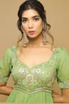 Shop_Ahi Clothing_Green Organza Embroidery Moti Sweetheart Neck Anarkali And Palazzo Set _Online_at_Aza_Fashions