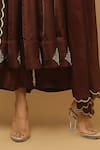 Ahi Clothing_Brown Anarkali And Palazzo Heavy Satin Embroidery Zari Elegant V Neck Set _at_Aza_Fashions