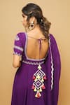 Shop_Ahi Clothing_Purple Georgette Embroidery Mirror Sweetheart Neck Anarkali Set _at_Aza_Fashions