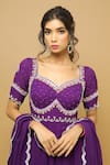 Shop_Ahi Clothing_Purple Georgette Embroidery Mirror Sweetheart Neck Anarkali Set _Online_at_Aza_Fashions