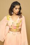 Shop_Ahi Clothing_Peach Heavy Crepe Hand Painted Top And Skirt Set_Online_at_Aza_Fashions