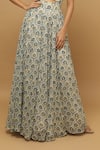 Ahi Clothing_Grey Georgette Printed Floral Sweetheart Neck Anarkali With Bustier _at_Aza_Fashions