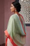 Shop_Kasturi Kundal_Green Shalini Linen Woven Saree_at_Aza_Fashions