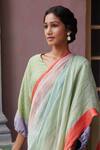 Kasturi Kundal_Green Shalini Linen Woven Saree_Online_at_Aza_Fashions