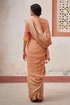Shop_Kasturi Kundal_Brown Pure Linen Woven Geometric Anu Saree  _at_Aza_Fashions