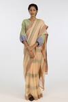 Buy_Kasturi Kundal_Green Pure Linen Woven Geometric Jaya Saree  _at_Aza_Fashions