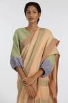 Buy_Kasturi Kundal_Green Pure Linen Woven Geometric Jaya Saree  _Online_at_Aza_Fashions