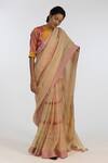 Buy_Kasturi Kundal_Multi Color Pure Linen Geometric Pooja Woven Saree_at_Aza_Fashions