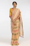 Buy_Kasturi Kundal_Multi Color Pure Linen Geometric Bhanu Woven Saree_at_Aza_Fashions