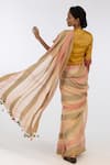 Buy_Kasturi Kundal_Multi Color Pure Linen Geometric Bhanu Woven Saree_Online_at_Aza_Fashions