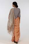 Shop_Kasturi Kundal_Orange Pure Linen Archana Geometric Woven Saree_at_Aza_Fashions