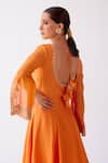 Buy_Devnaagri_Orange Cotton Silk Blend Embroidered Dori Scoop Neck Sleeve Anarkali Set _Online_at_Aza_Fashions