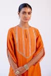 Shop_Devnaagri_Orange Chanderi Embroidered Zari Keyhole Kurta Palazzo Set _Online_at_Aza_Fashions