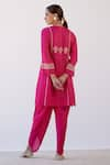 Shop_Devnaagri_Fuchsia Cotton Silk Satin And Organza Embroidered Dori Blunt Kurta Dhoti Pant Set _at_Aza_Fashions