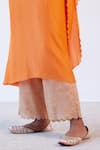 Shop_Devnaagri_Orange Muslin And Shantoon Embroidered Dori V Neck Kaftan & Palazzo Set _Online_at_Aza_Fashions