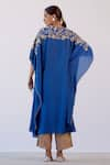 Shop_Devnaagri_Blue Muslin And Shantoon Embroidered Dori V Neck Kaftan & Palazzo Set _at_Aza_Fashions