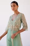 Shop_Devnaagri_Green Chanderi Embroidered Kurta And Palazzo Set_Online_at_Aza_Fashions