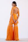 Shop_Devnaagri_Orange Linen Satin And Organza Dori, Sequins Round Embroidered Kurta Sharara Set_at_Aza_Fashions