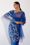 Shop_Devnaagri_Blue Silk Organza And Chanderi Embroidered Sequin Saree With Blouse _at_Aza_Fashions