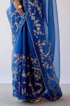 Buy_Devnaagri_Blue Silk Organza And Chanderi Embroidered Sequin Saree With Blouse For Women