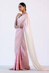Buy_Devnaagri_Pink Satin Embroidered Saree With Blouse_Online_at_Aza_Fashions