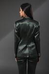 Shop_Zeefaa_Green Textured Satin Gota Patti Lapel Collar Paris Embroidered Blazer_at_Aza_Fashions