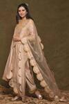 Buy_Surbhi Shah_Beige Pure Spun Silk Embroidery Sequin Round Kurta Set  _Online_at_Aza_Fashions