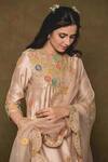 Surbhi Shah_Beige Pure Spun Silk Embroidery Sequin Round Kurta Set  _at_Aza_Fashions