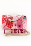 Buy_The Garnish Company_Pink Printed Calendula Cotton Canvas Sling Bag _at_Aza_Fashions