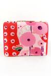 Shop_The Garnish Company_Pink Printed Calendula Cotton Canvas Sling Bag _at_Aza_Fashions