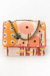Buy_The Garnish Company_Beige Printed Calendula Bead Embellished Sling Bag _at_Aza_Fashions