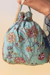 Shop_Aamli_Green Embroidery Firdaus Potli Bag _at_Aza_Fashions